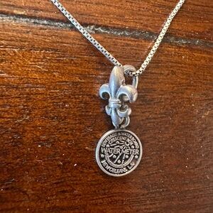 Silver Fleur-de-Lis Pendant Necklace